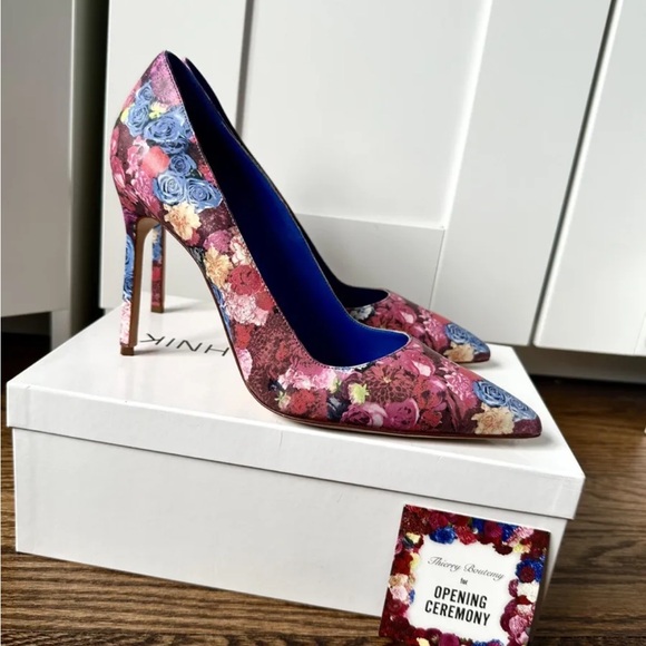 Manolo Blahnik X Opening Ceremony X Thierry Boutemy Floral Printed BB Pumps Heel - Picture 1 of 11